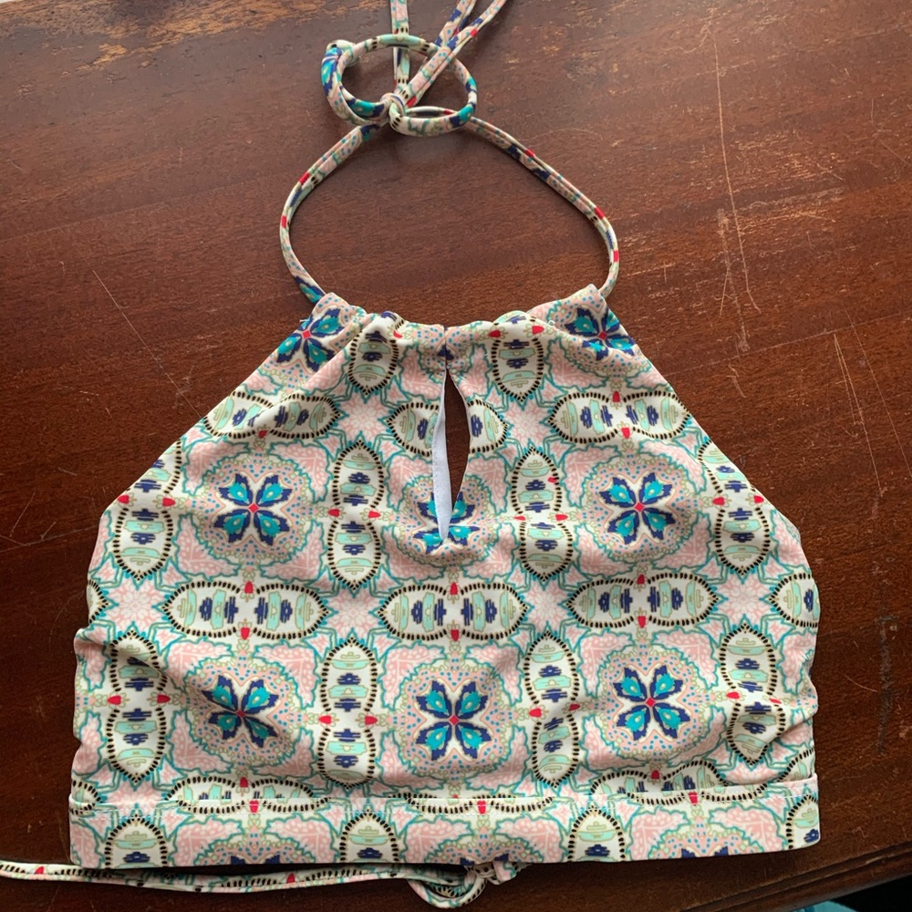 High Neck Printed Bikini Top